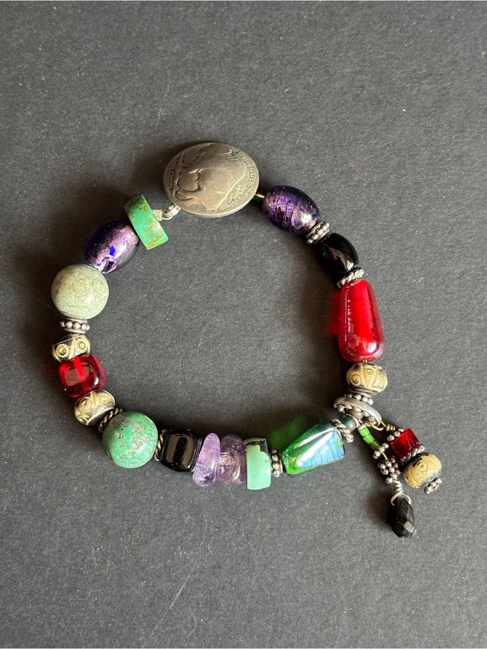 Handcrafted Southwestern Sterling Silver Multi-Gemstone Bracelet | Size 6.75” - Picture 12 of 12